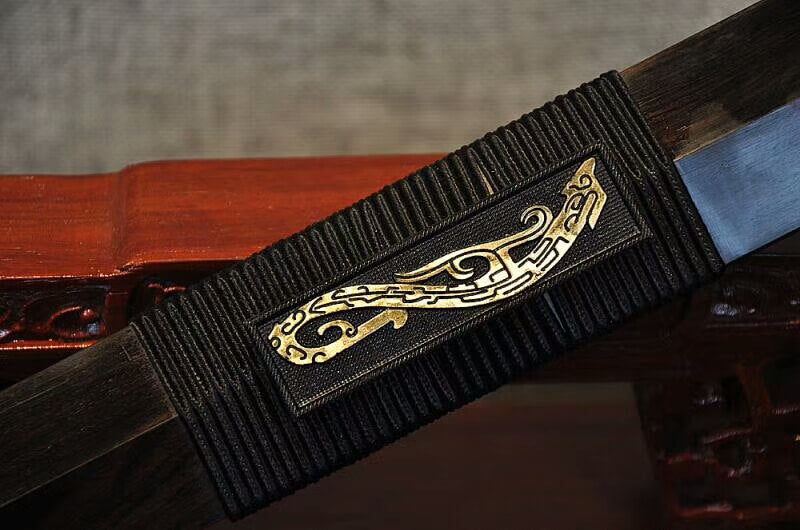 Big Dipper han jian,Damascus steel bade,Black scabbard,Brass fittings - Chinese sword shop