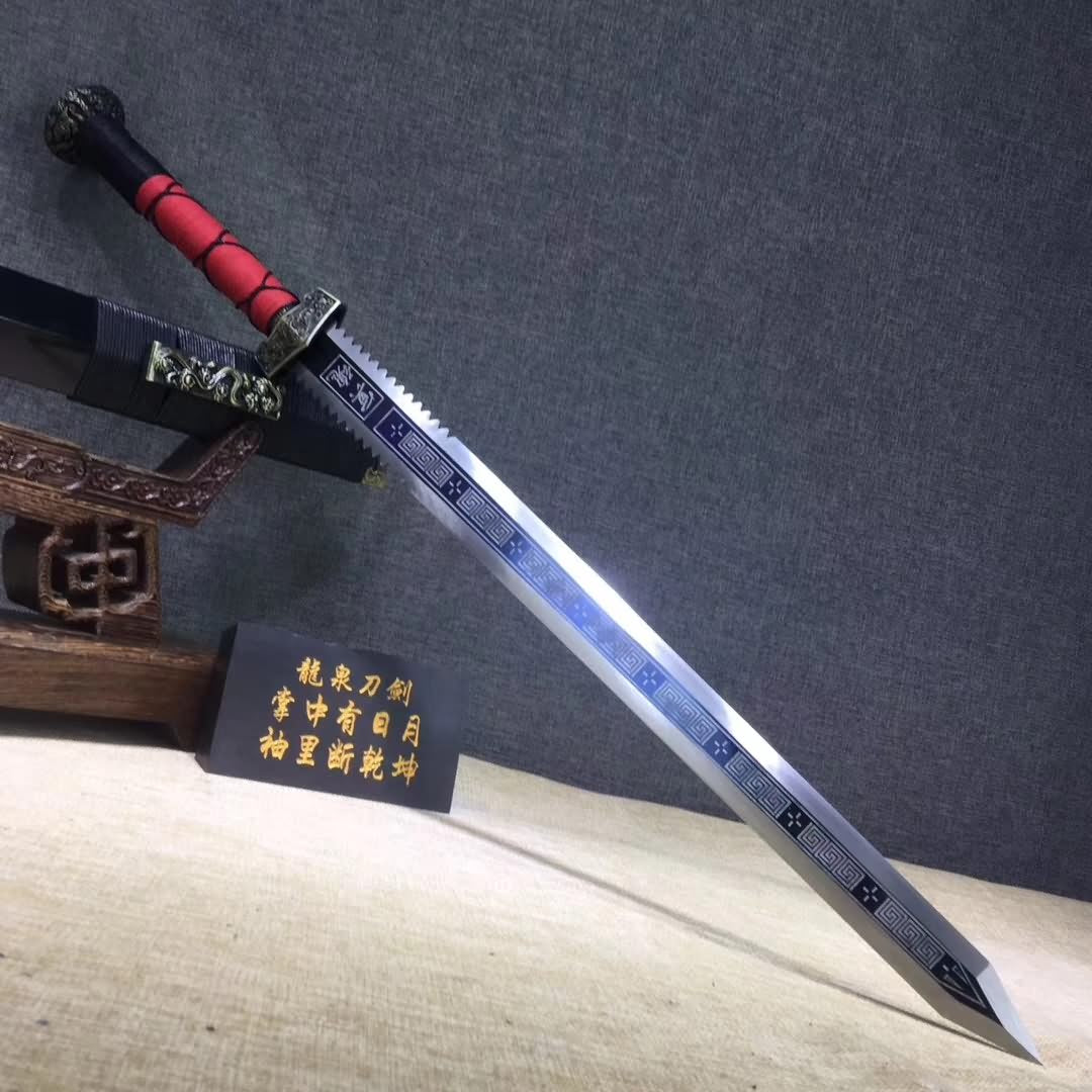Han jian,High carbon steel etch blade,Solid wood scabbard,Alloy - Chinese sword shop