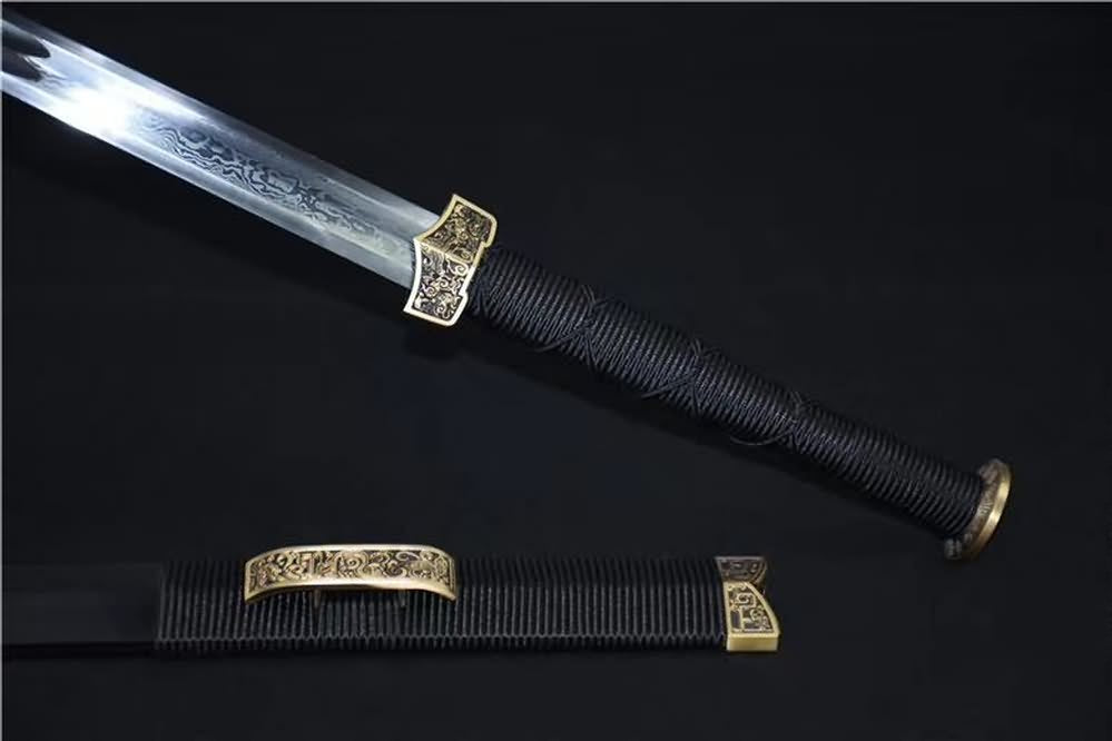 Han jian sword,Damascus steel blade,Brass fittings - Chinese sword shop