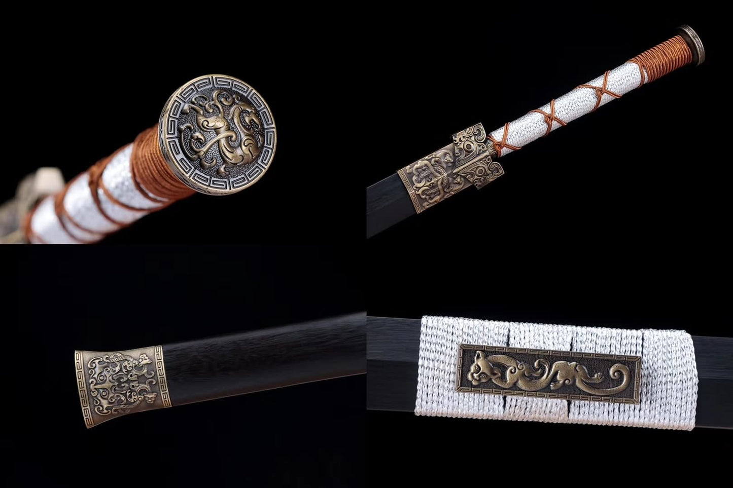 Han Jian,Handmade art,High carbon steel etch blade,Black wood,Alloy - Chinese sword shop