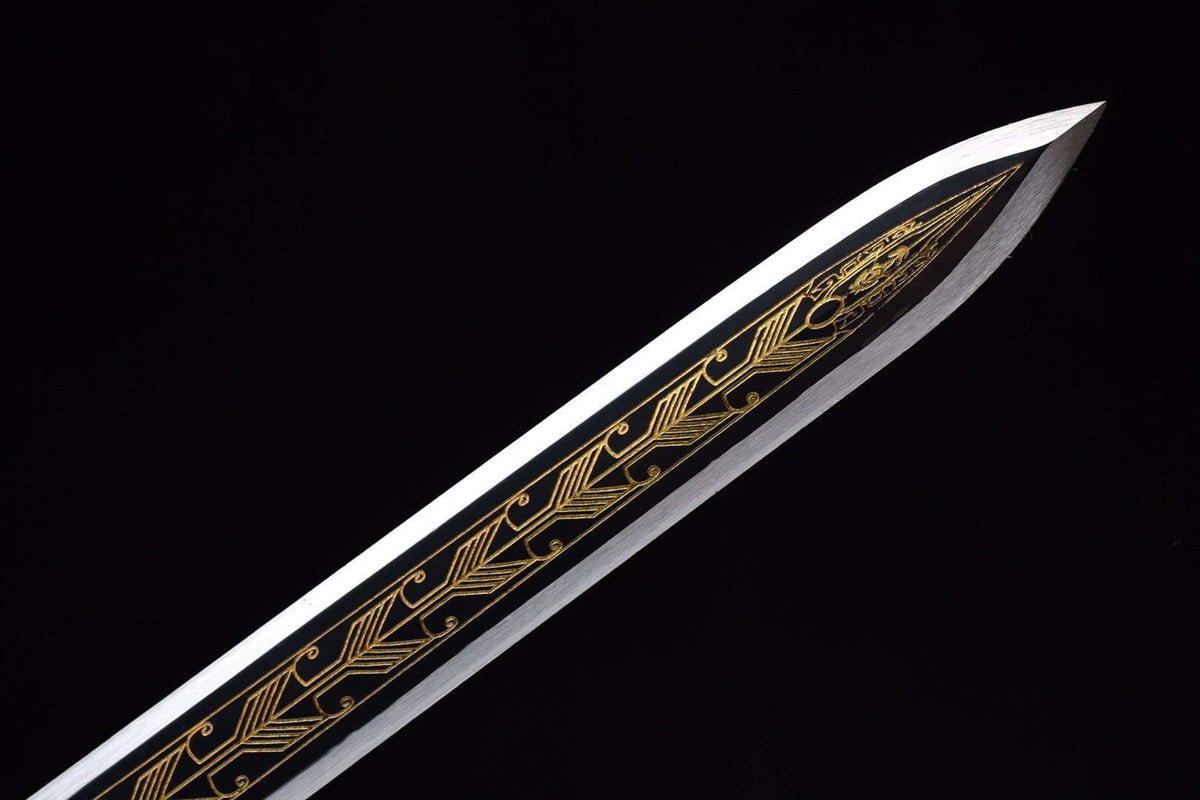 Han jian sword,High carbon steel etch blade,Red wood scabbard - Chinese sword shop