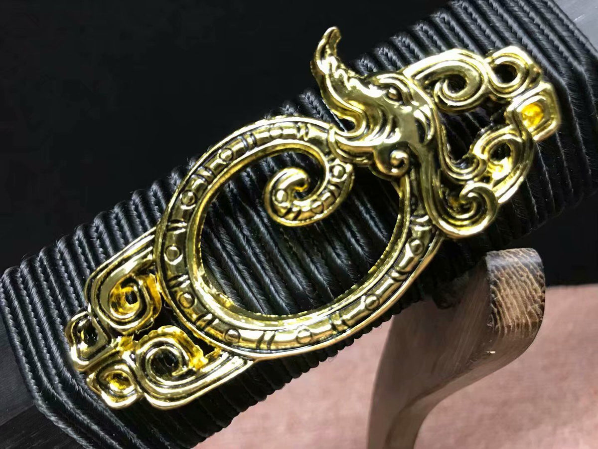 Han jian,Handmade Damascus steel red blade,Black wood,Alloy - Chinese sword shop