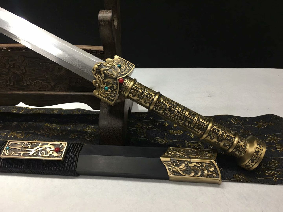 Han jian sword,Damascus steel blade,Brass fittings - Chinese sword shop