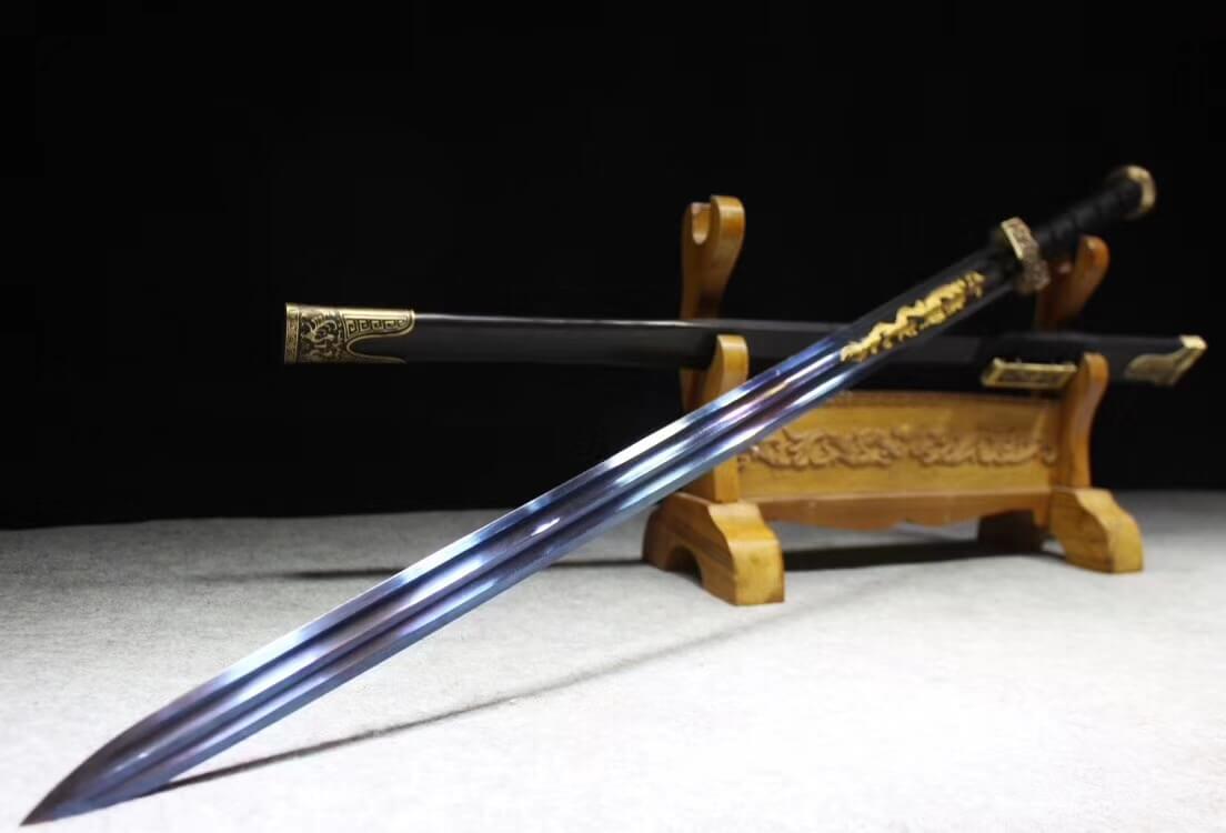 Hanwu sword,High carbon steel blue blade,Black wood,Brass - Chinese sword shop