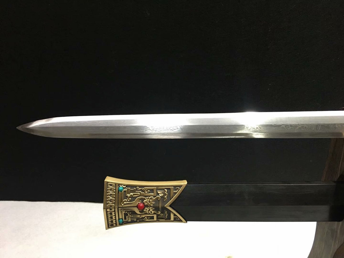 Han jian sword,Damascus steel blade,Brass fittings - Chinese sword shop