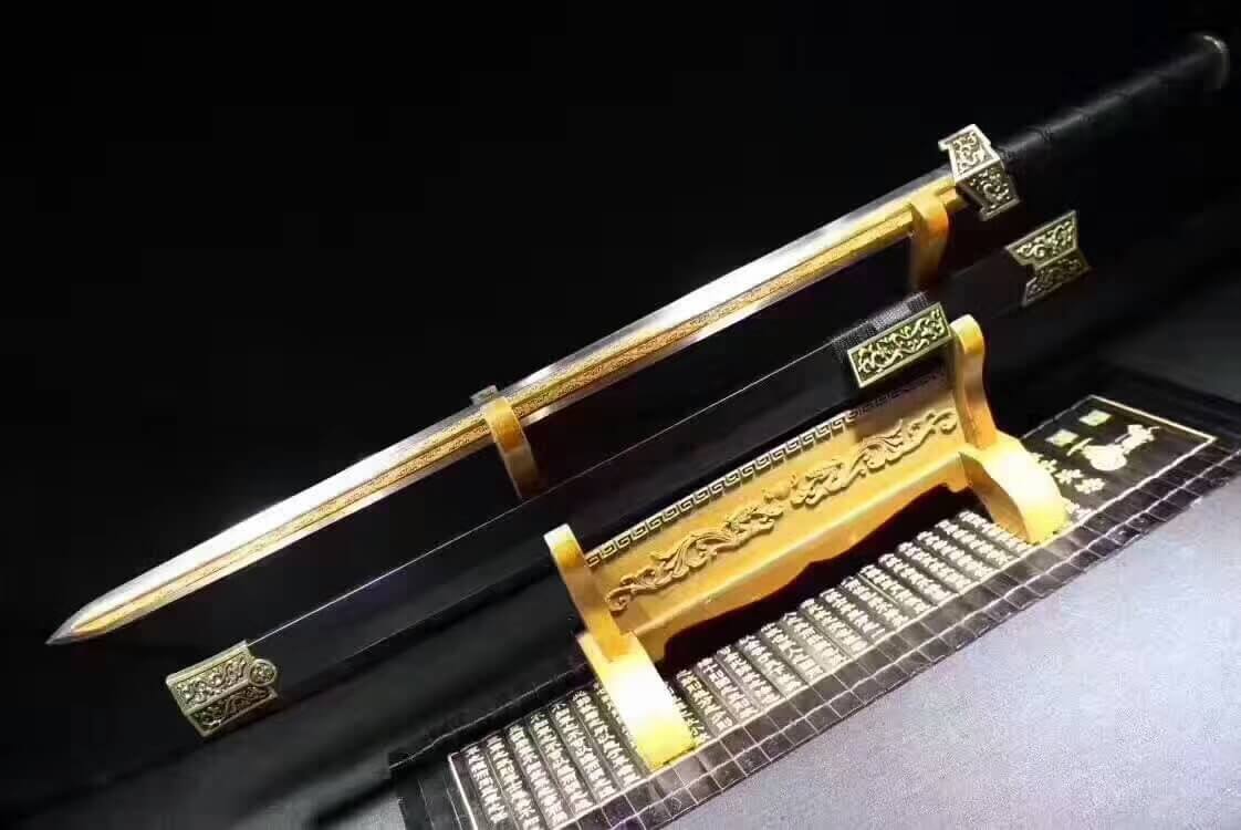 Han sword(High carbon steel blade,Black scabbard,Alloy fitteds)Length 40" - Chinese sword shop