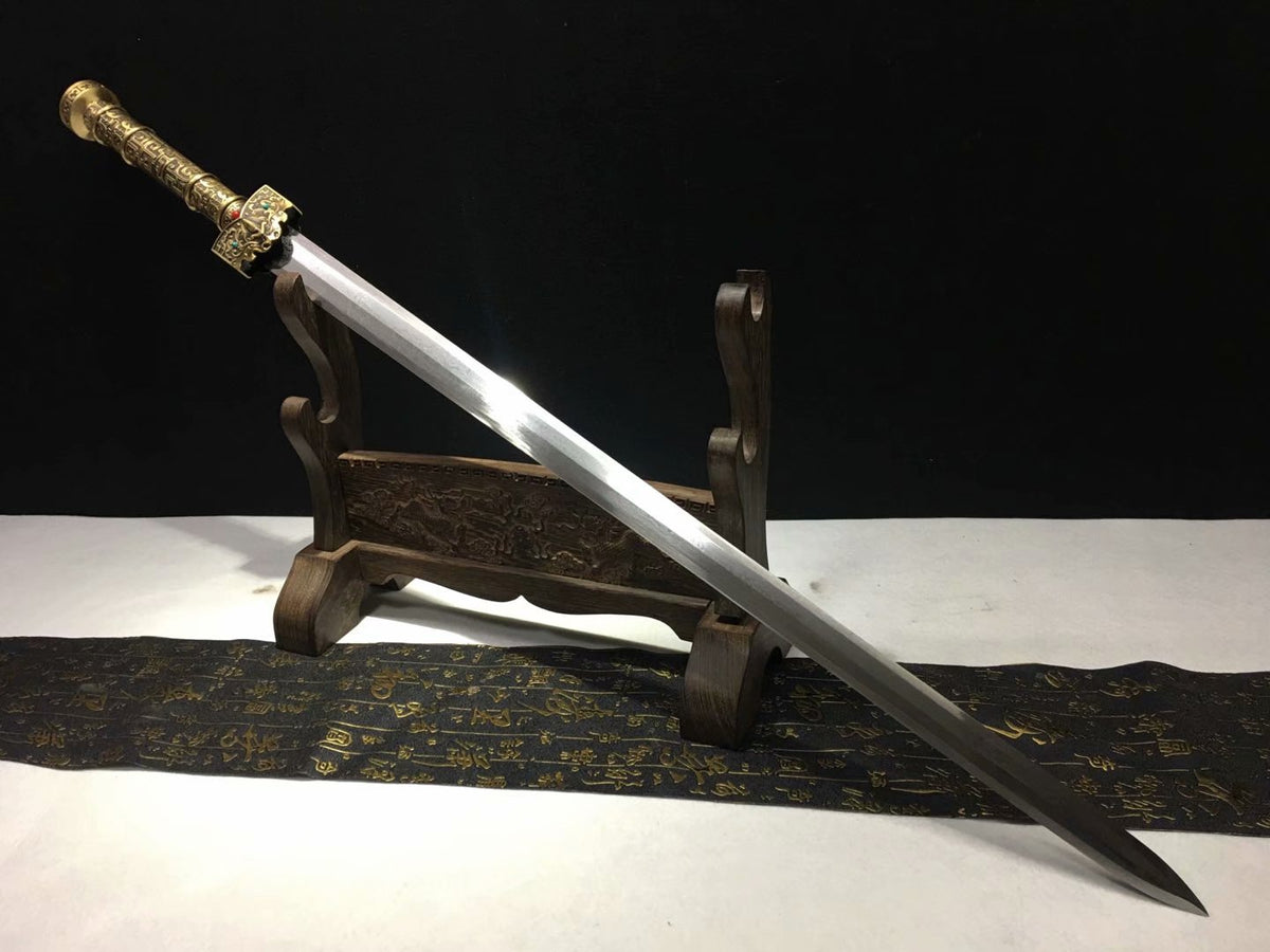 Han jian sword,Damascus steel blade,Brass fittings - Chinese sword shop