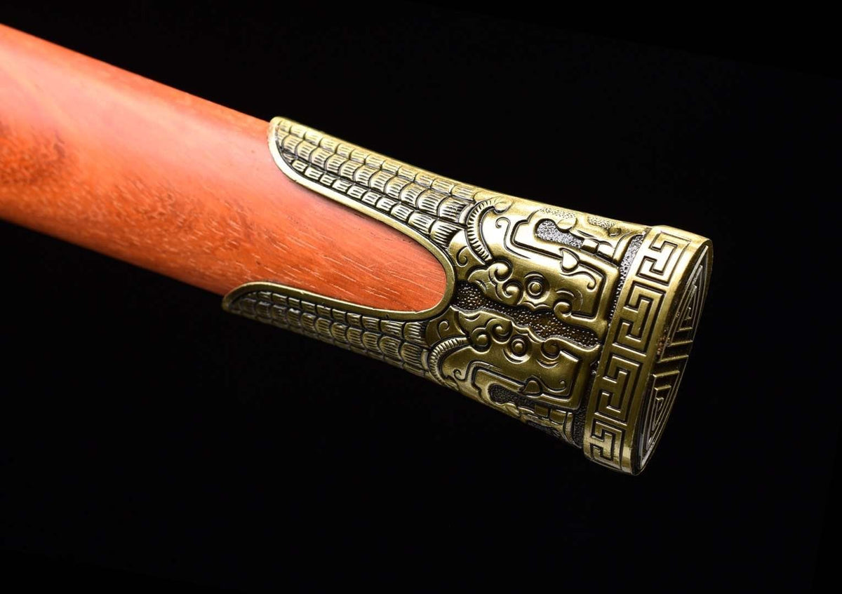 Han jian sword,High carbon steel etch blade,Red wood scabbard - Chinese sword shop