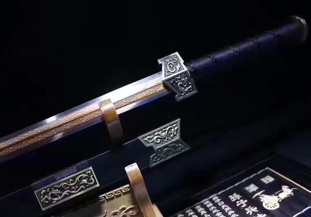 Han sword(High carbon steel blade,Black scabbard,Alloy fitteds)Length 40" - Chinese sword shop