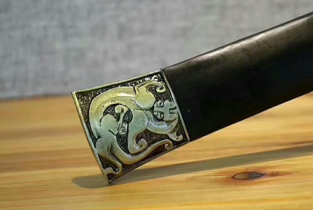 Han sword(Damascus steel red blade,Black scabbard,Alloy fittings)Length 42" - Chinese sword shop