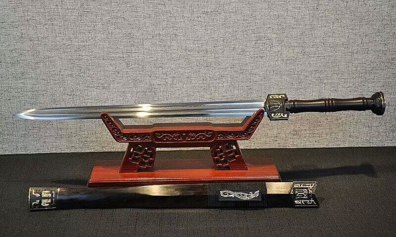 Big Dipper han jian,Damascus steel bade,Black scabbard,Brass fittings - Chinese sword shop