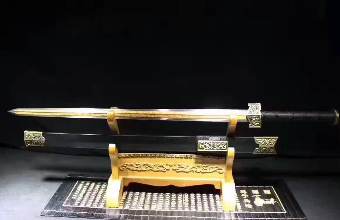 Han sword(High carbon steel blade,Black scabbard,Alloy fitteds)Length 40" - Chinese sword shop
