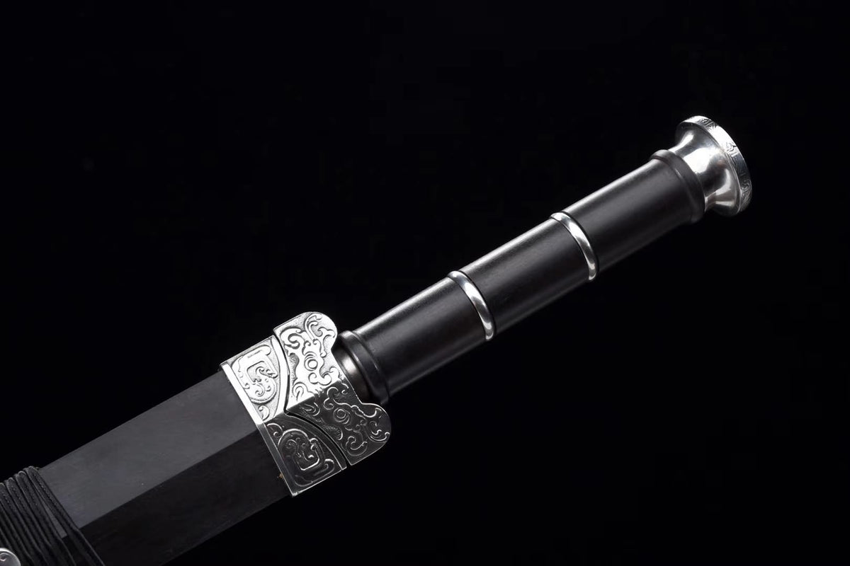Han sword(Damascus steel blade,Ebony scabbard,Steel fittings)Length 35" - Chinese sword shop