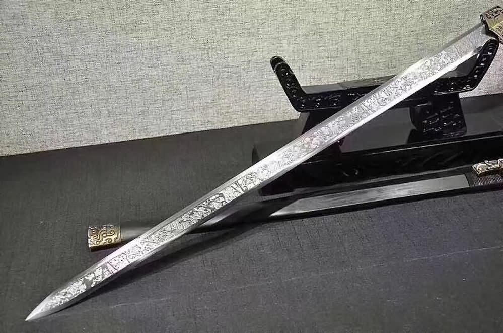 Han jian,High carbon steel etch blade,Black wood,Alloy,Chinese sword - Chinese sword shop
