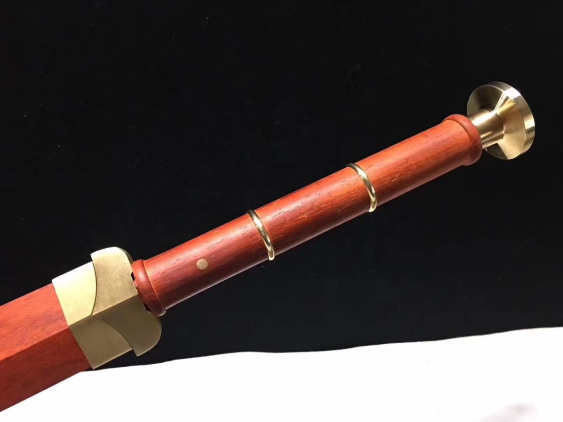 Han Jian,Damascus Steel Blade,Brass Fittings&Redwood Scabbard - Chinese sword shop