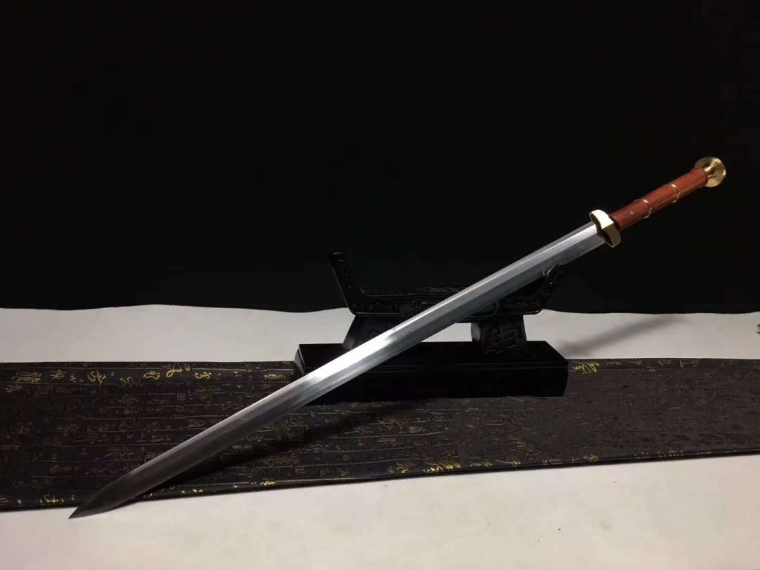 Han Jian,Damascus Steel Blade,Brass Fittings&Redwood Scabbard - Chinese sword shop