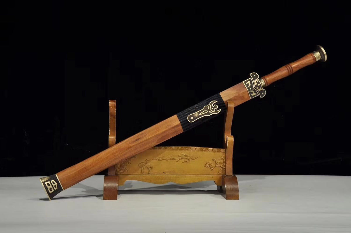 Han jian sword,Damascus steel blade,Redwood,Brass - Chinese sword shop