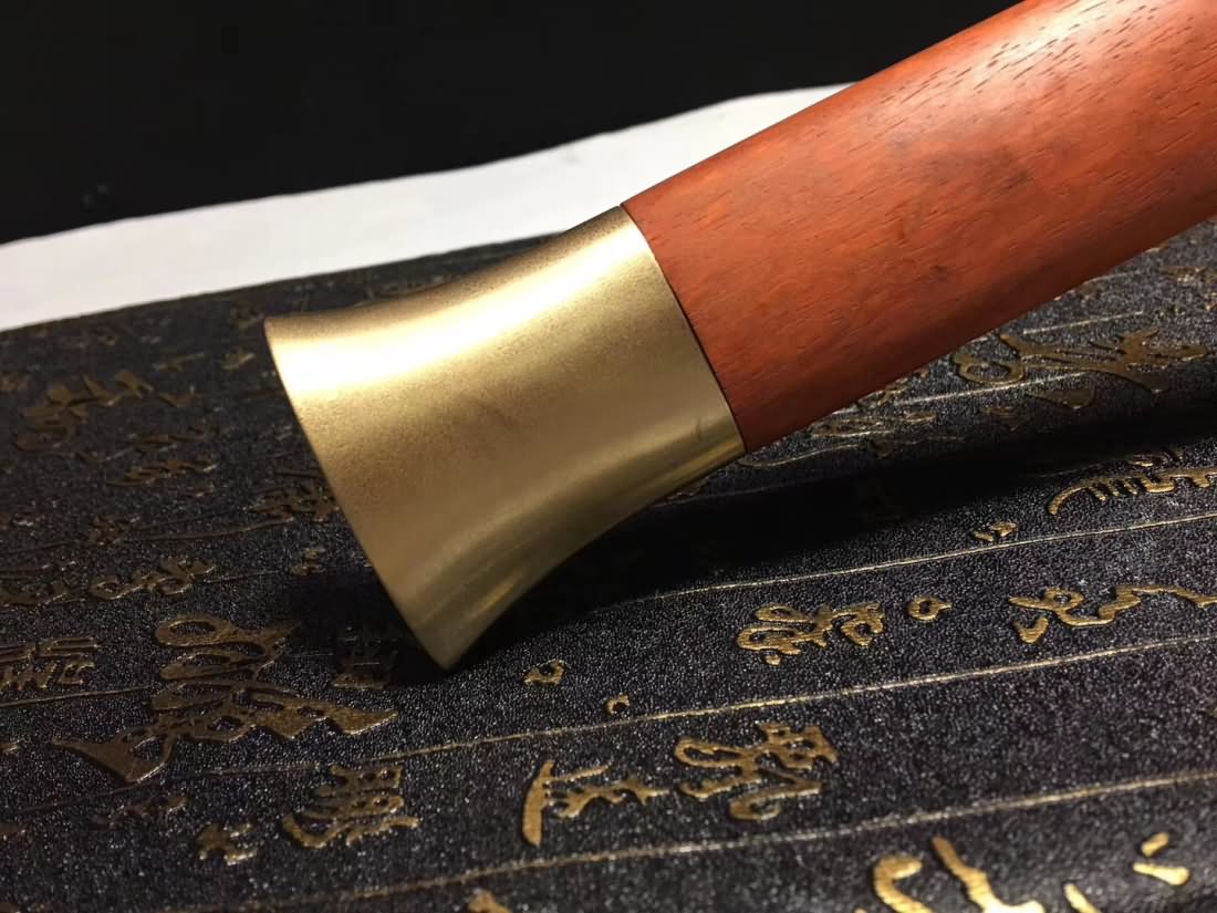 Han Jian,Damascus Steel Blade,Brass Fittings&Redwood Scabbard - Chinese sword shop