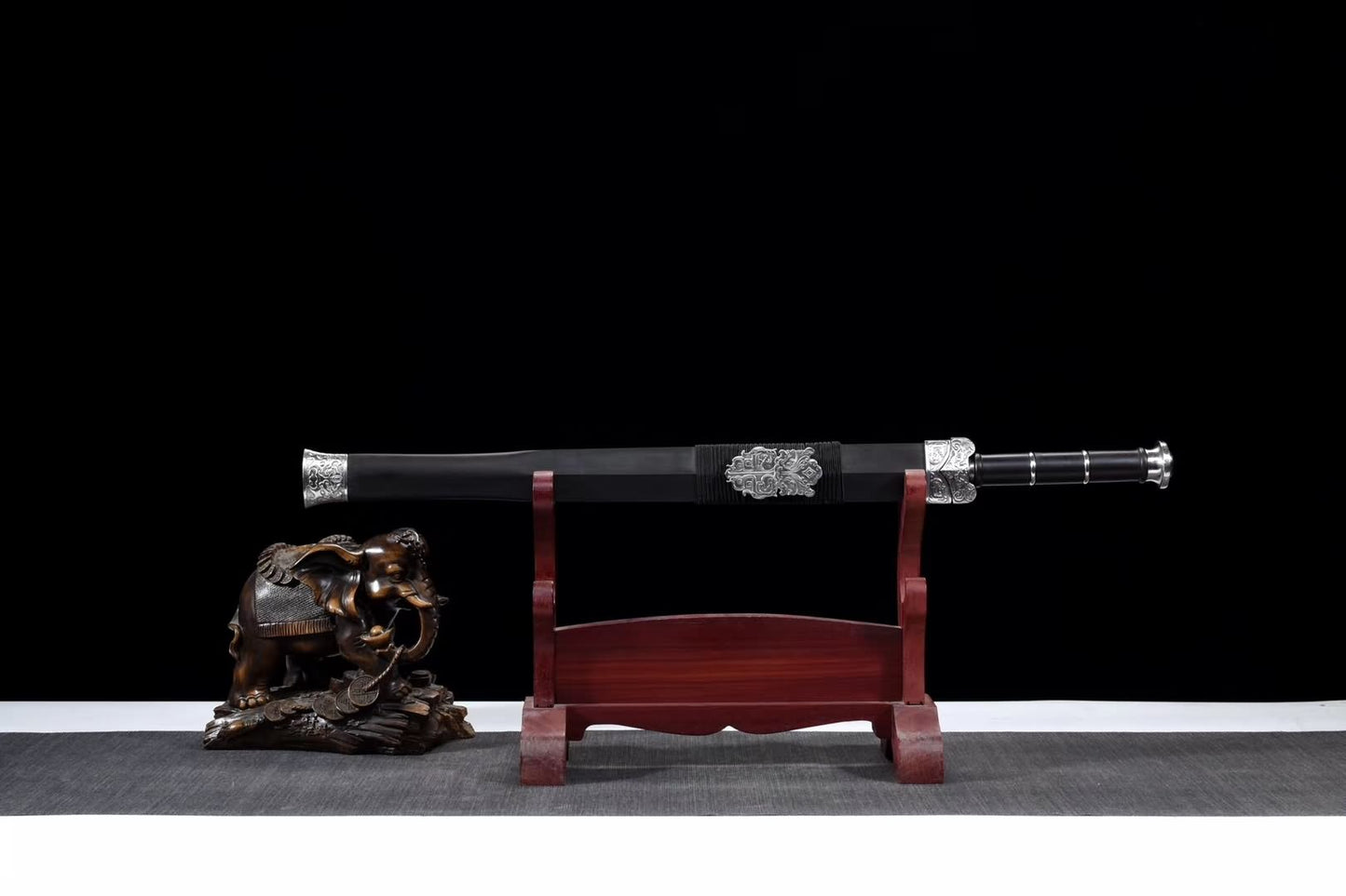 Han sword(Damascus steel blade,Ebony scabbard,Steel fittings)Length 35" - Chinese sword shop