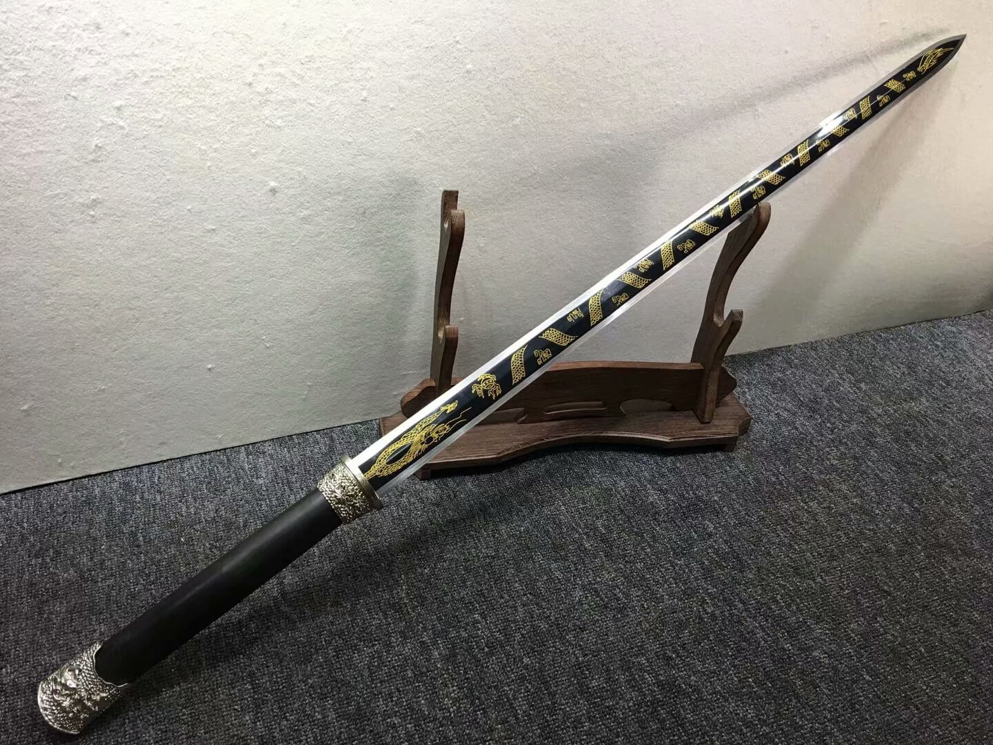 Longquan sword,High carbon steel etch blade,Black wood,Alloy fittings - Chinese sword shop