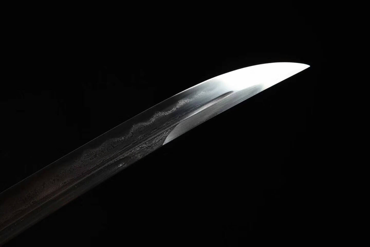 Qin Broadsword(Folded steel blade,Black skin Scabbard,Brass fitting)Length 37" - Chinese sword shop