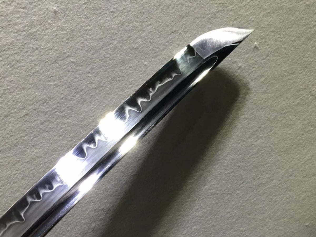 Nihontou Tachi,Nodachi,High carbon steel burn blade,Brass tosogu,Black wood - Chinese sword shop