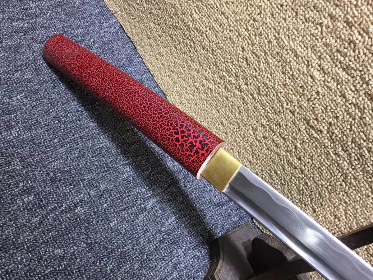 Katana,Medium carbon steel bade,Red paint crack scabbard - Chinese sword shop