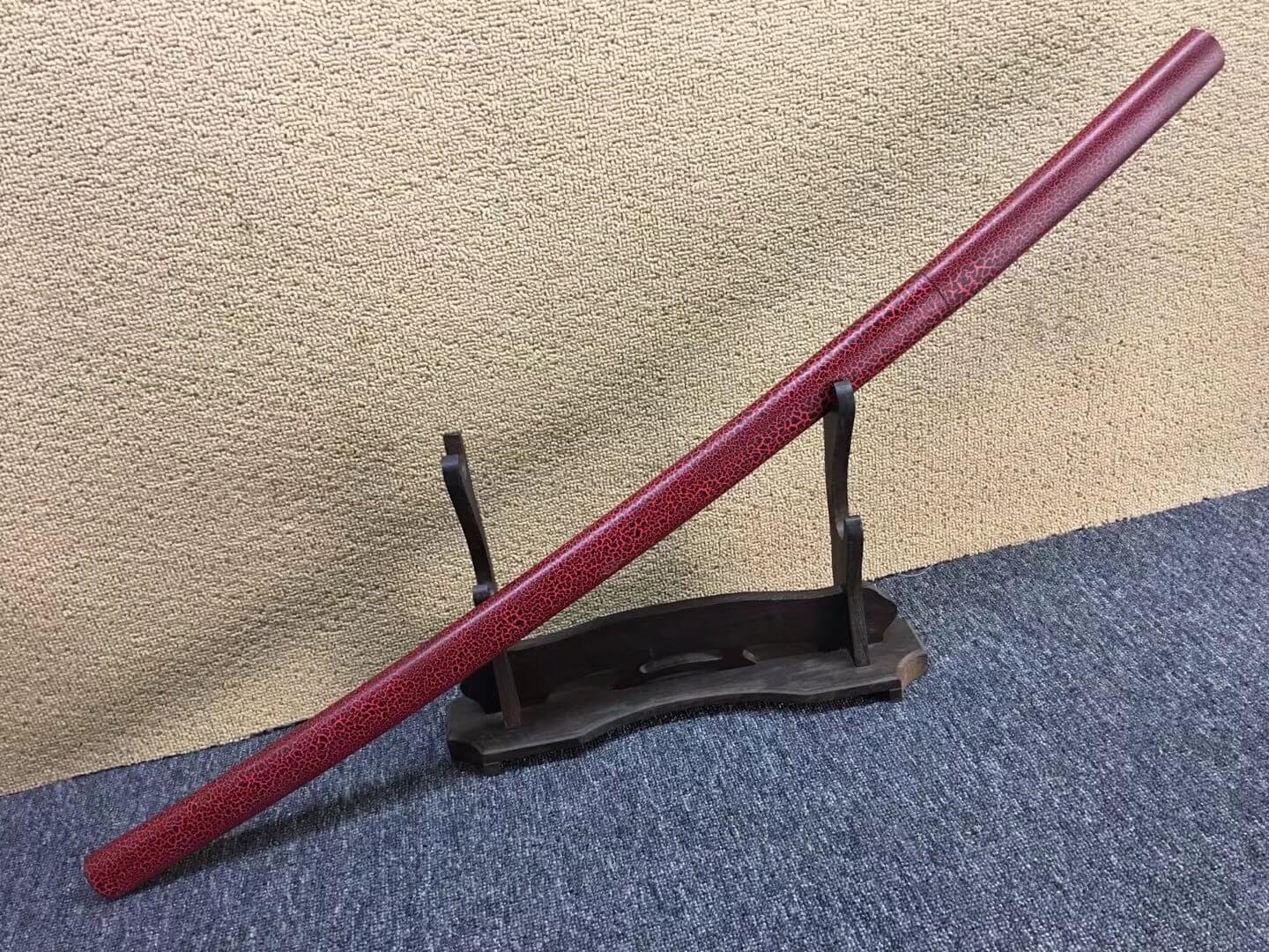 Katana,Medium carbon steel bade,Red paint crack scabbard - Chinese sword shop