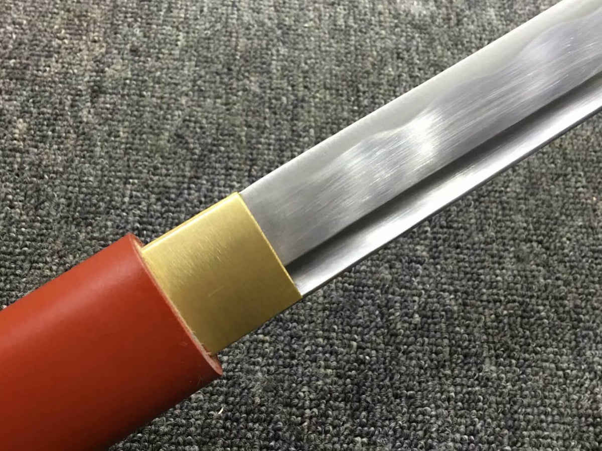 Ninja sword,Medium carbon steel,Red scabbard,Alloy fitting,Full tang - Chinese sword shop