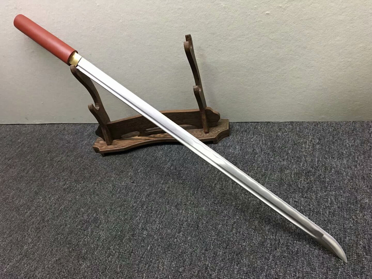 Ninja sword,Medium carbon steel,Red scabbard,Alloy fitting,Full tang - Chinese sword shop