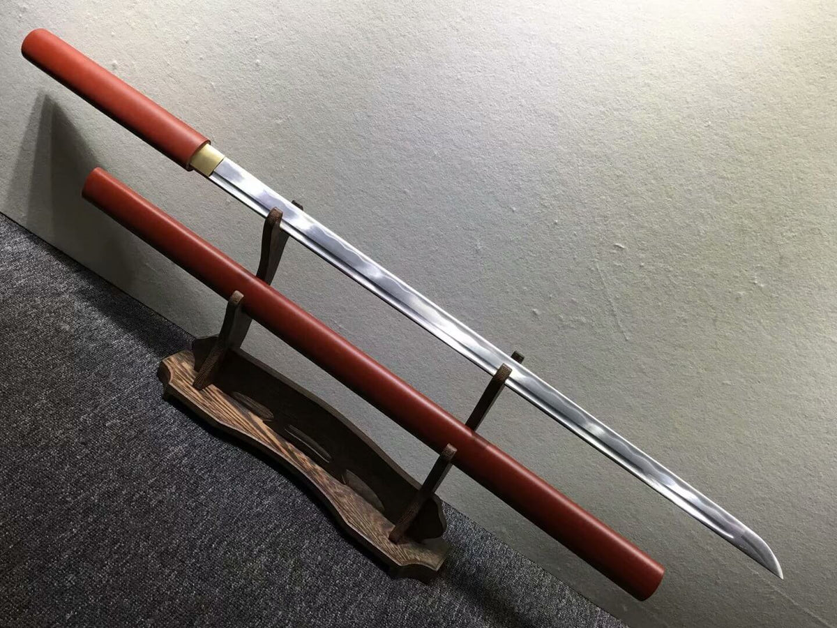 Ninja sword,Medium carbon steel,Red scabbard,Alloy fitting,Full tang - Chinese sword shop