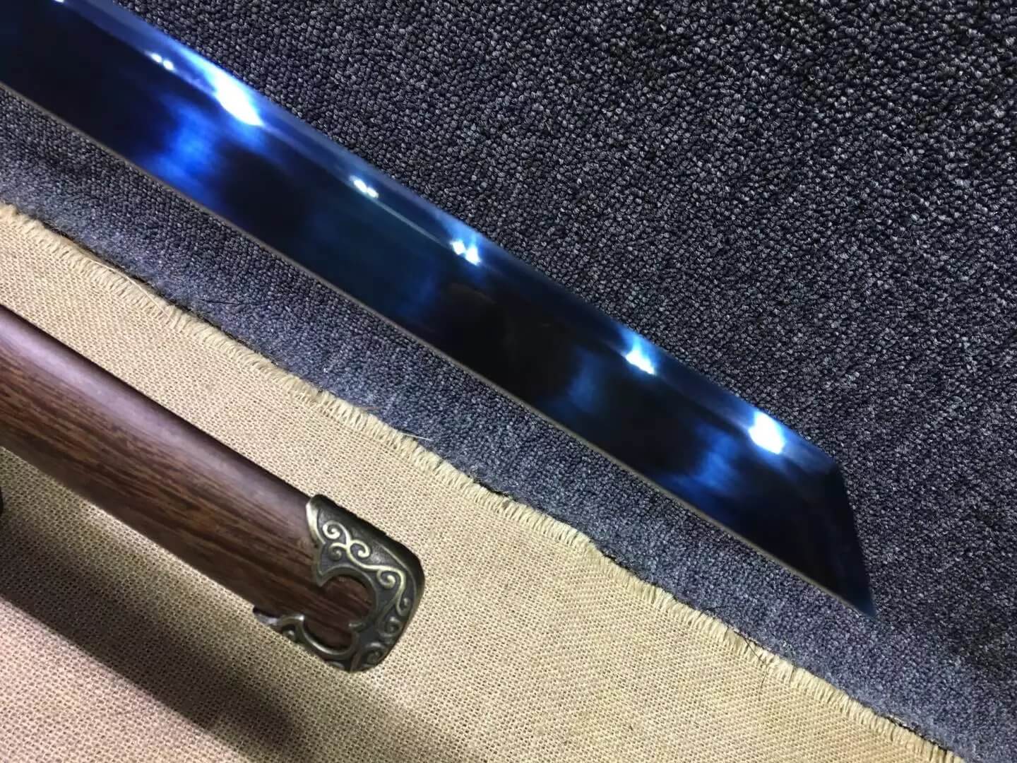 Tang dao,High manganese steel blue blade,Redwood,Alloy fitted - Chinese sword shop