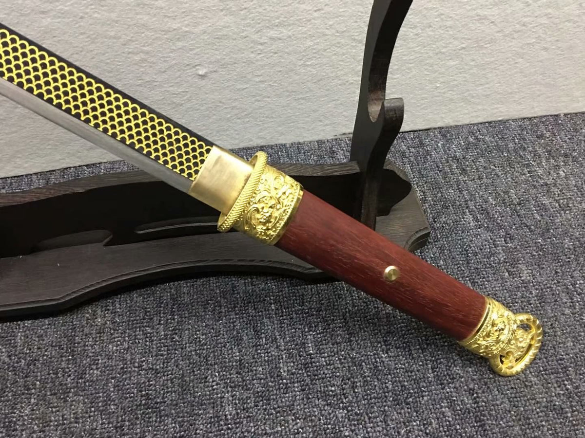 Tang dao,Sword,High carbon steel etch blade,Redwood,Alloy - Chinese sword shop