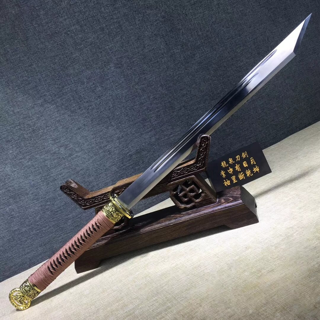 Ring-pommel machete,High carbon steel blade,Leather scabbard - Chinese sword shop