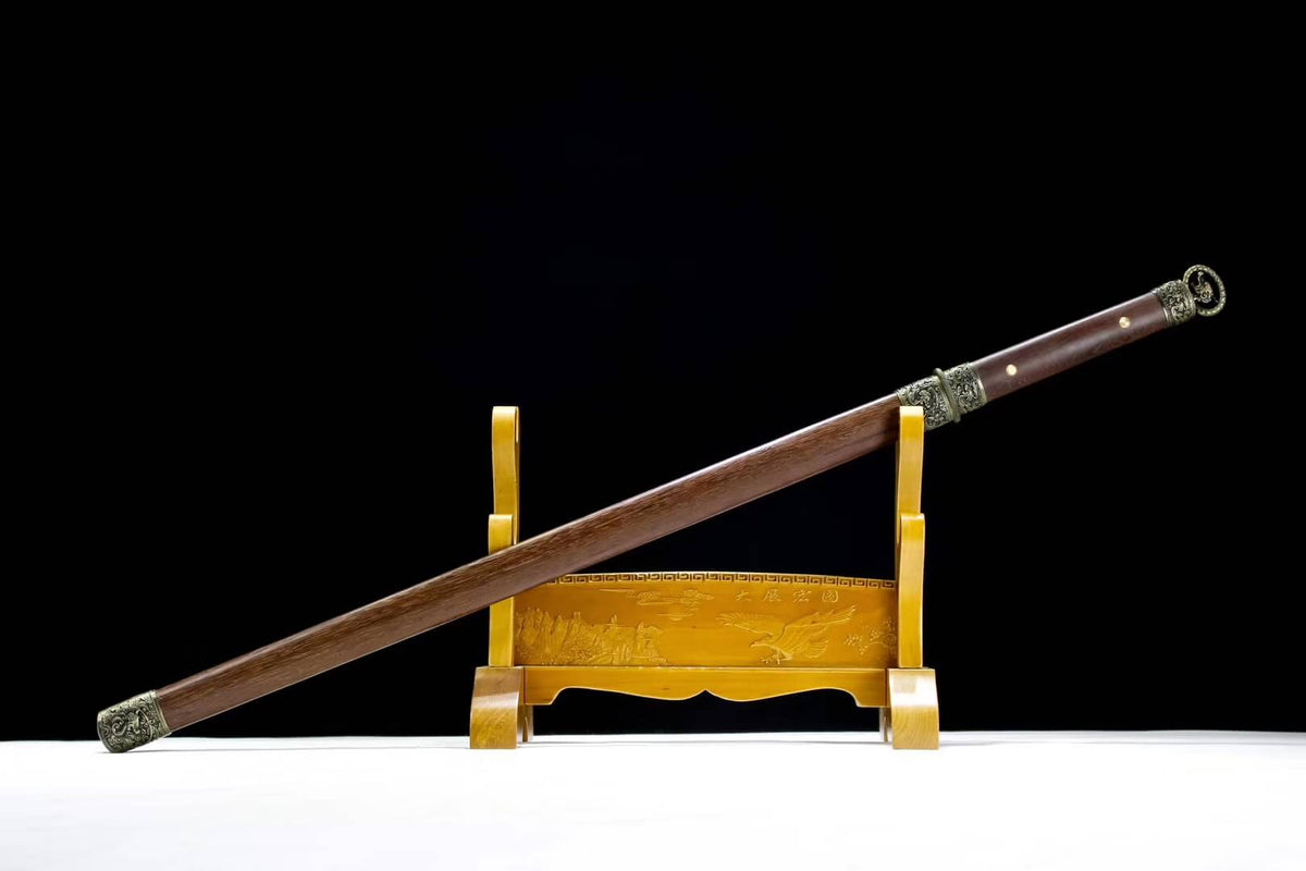 Tang dao,Hand Forged(Damascus steel blade,Rosewood,Alloy)Full tang - Chinese sword shop