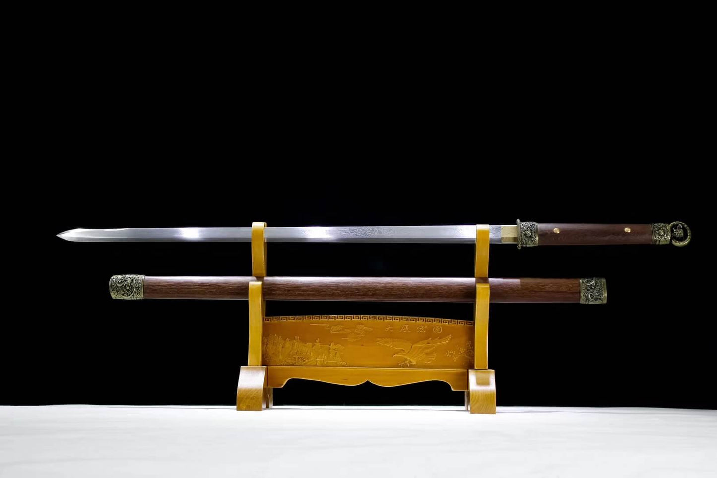 Tang dao,Hand Forged(Damascus steel blade,Rosewood,Alloy)Full tang - Chinese sword shop