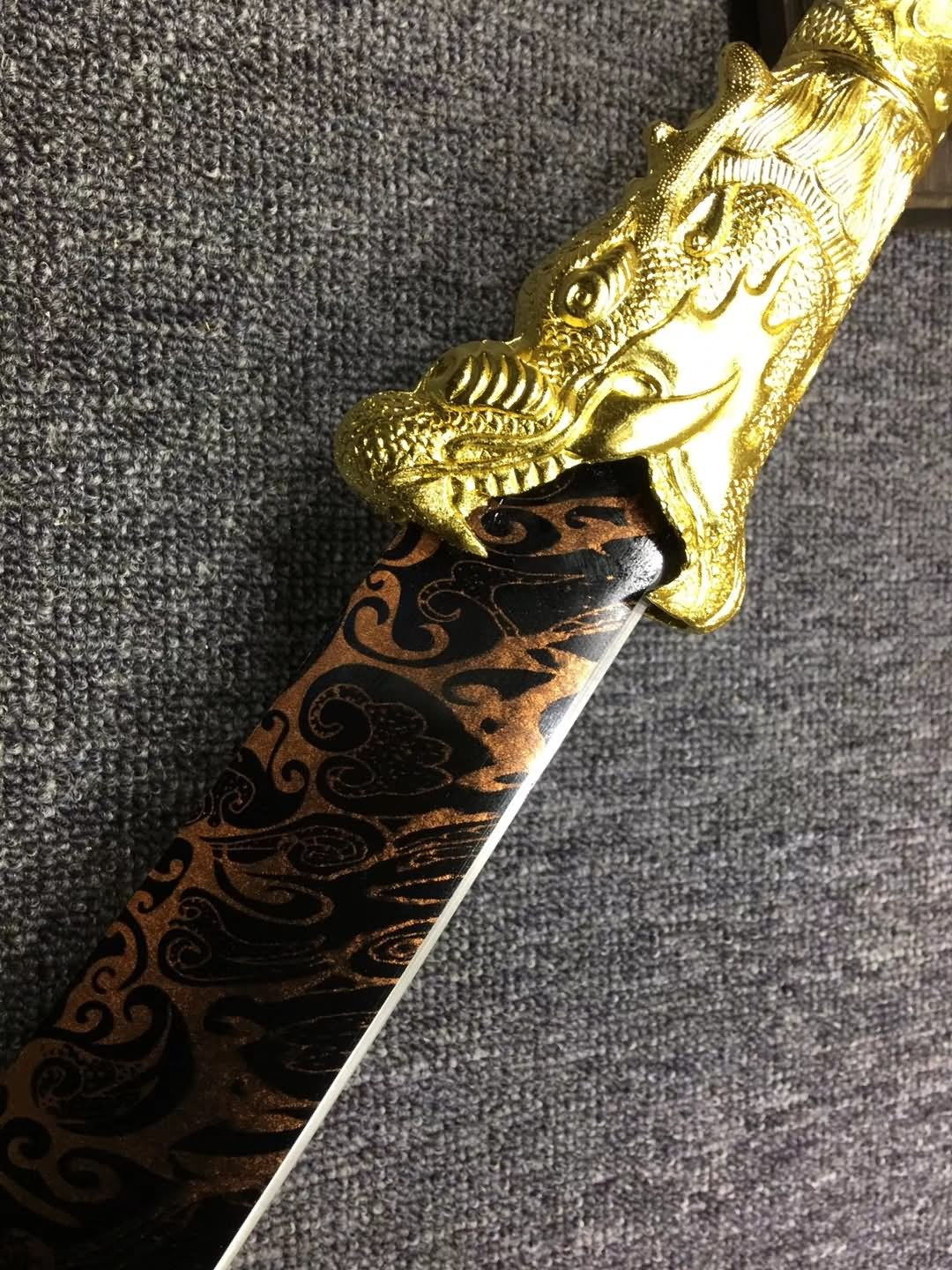 Husa Knife,Hu SA Chang Dao,High carbon steel blade,Leather - Chinese sword shop