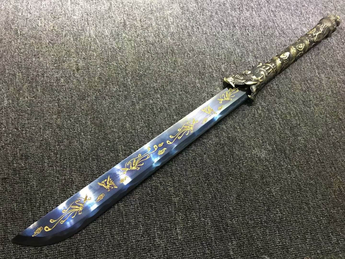 Chopper,Broadsword,High carbon steel etch blade,Leather - Chinese sword shop