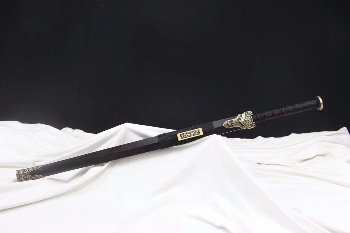 Hanwu sword(Damascus steel blade,Ebony scabbard,Brass fittings)Length 42" - Chinese sword shop