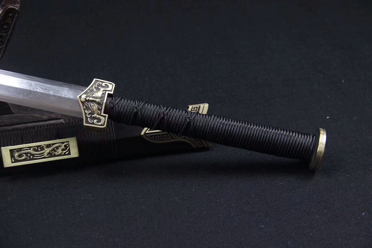 Hanwu sword(Damascus steel blade,Ebony scabbard,Brass fittings)Length 42" - Chinese sword shop