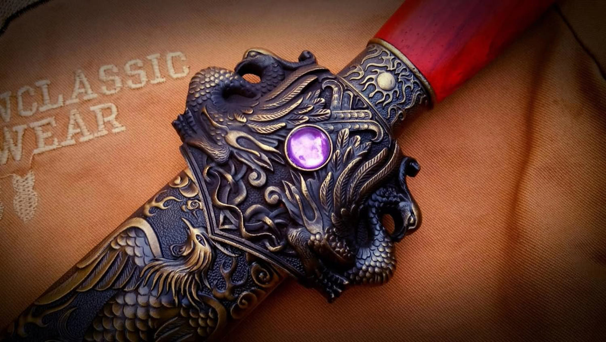 Phoenix swords,Damascus steel blade,Redwood scabbard - Chinese sword shop