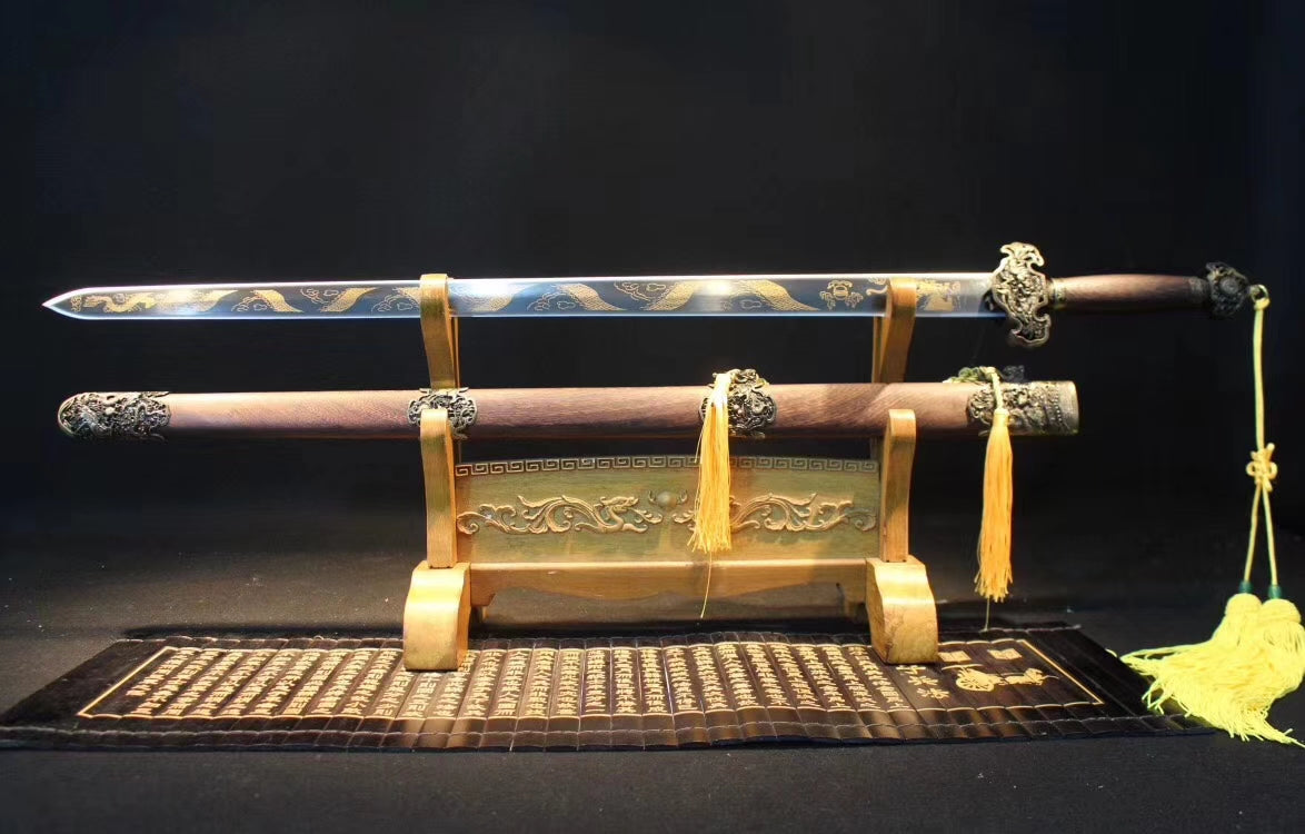 Dragon Sword,Medium carbon steel etch blade,Rosewood,Alloy - Chinese sword shop