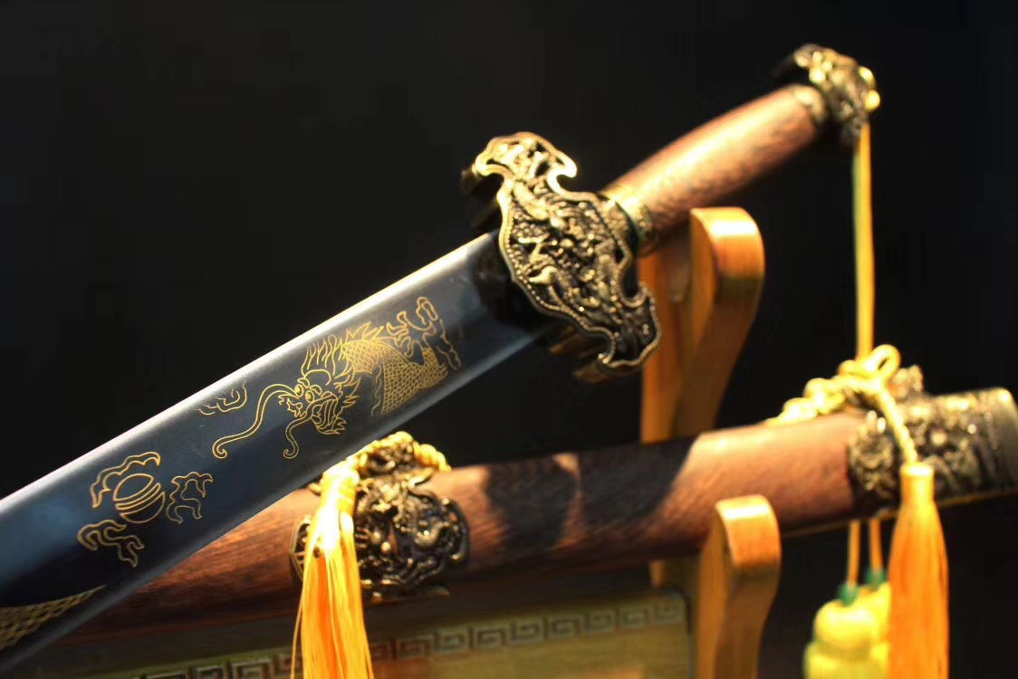 Dragon Sword,Medium carbon steel etch blade,Rosewood,Alloy - Chinese sword shop