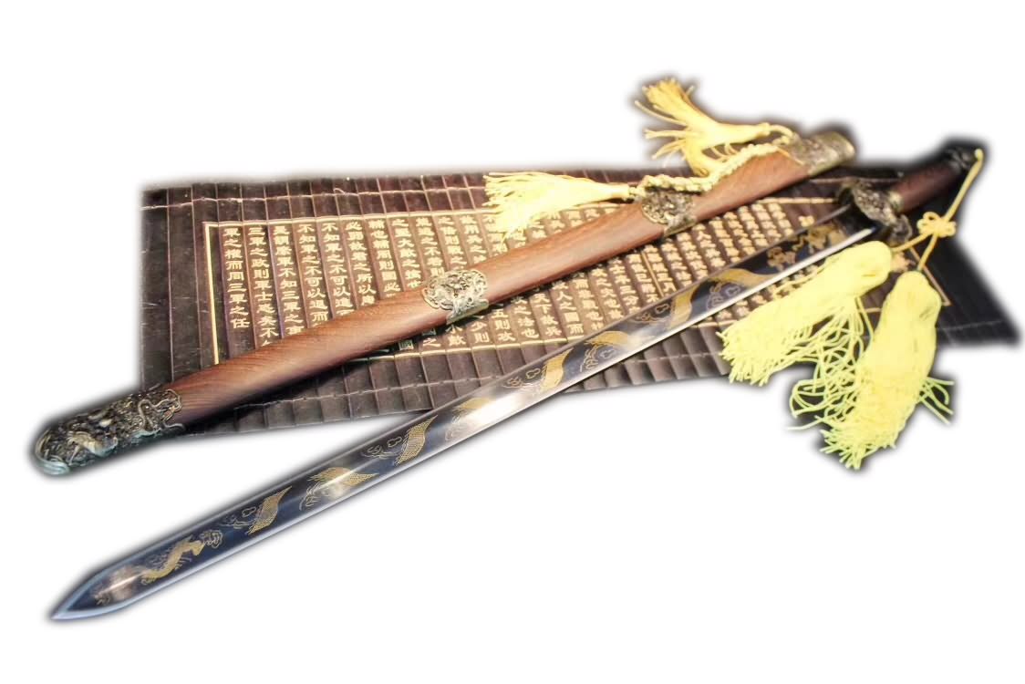 Dragon Sword,Medium carbon steel etch blade,Rosewood,Alloy - Chinese sword shop