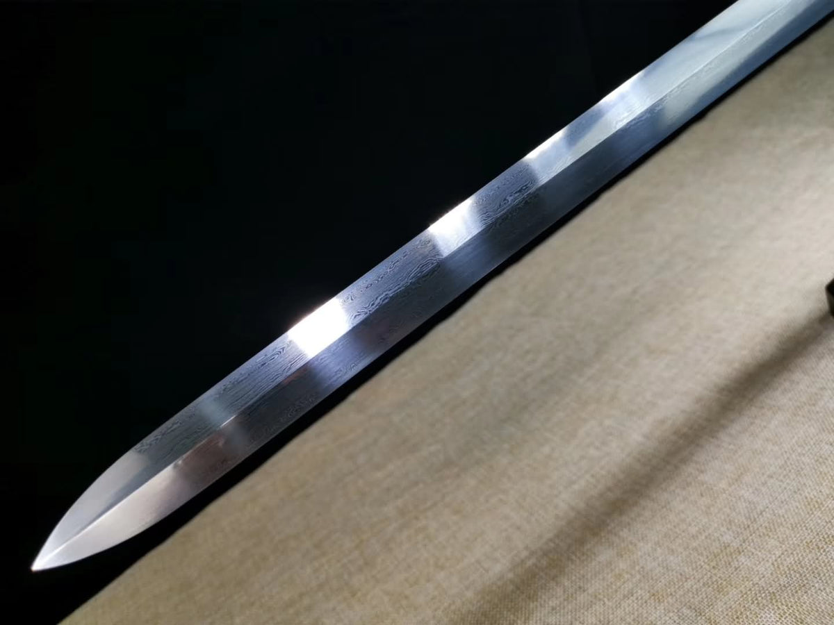 Kowloon Sword,Handmade art,Damascus steel blade,Brass scabbard - Chinese sword shop