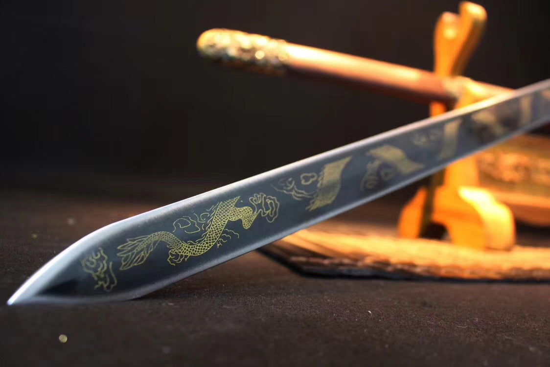 Dragon Sword,Medium carbon steel etch blade,Rosewood,Alloy - Chinese sword shop