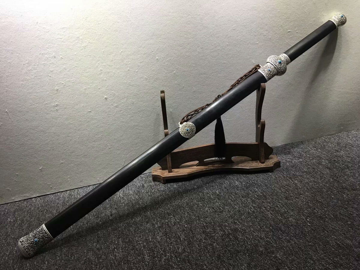 Jinlan jian,High carbon steel hollow blade,Alloy fittings,Black wood - Chinese sword shop