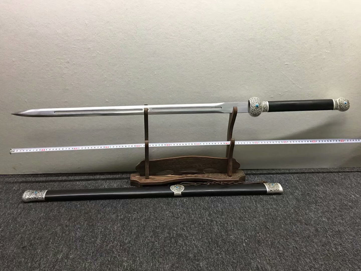 Jinlan jian,High carbon steel hollow blade,Alloy fittings,Black wood - Chinese sword shop