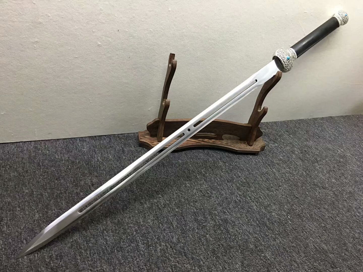 Jinlan jian,High carbon steel hollow blade,Alloy fittings,Black wood - Chinese sword shop