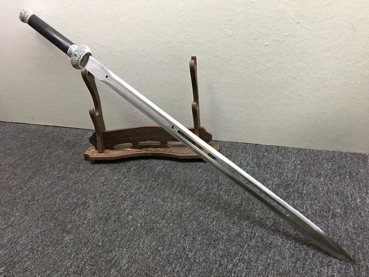 Jinlan jian,High carbon steel hollow blade,Alloy fittings,Black wood - Chinese sword shop